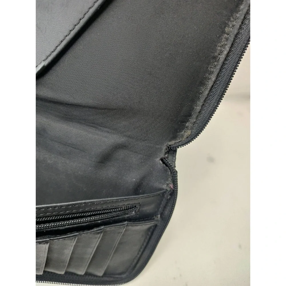 COACH‎ Vintage Black Pebbled Leather Zip Around Long Wallet Organizer ID Window